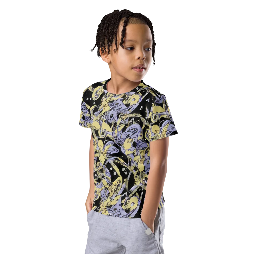 Lunar Mechanica on Kids Crew Neck T-Shirt — Left Front