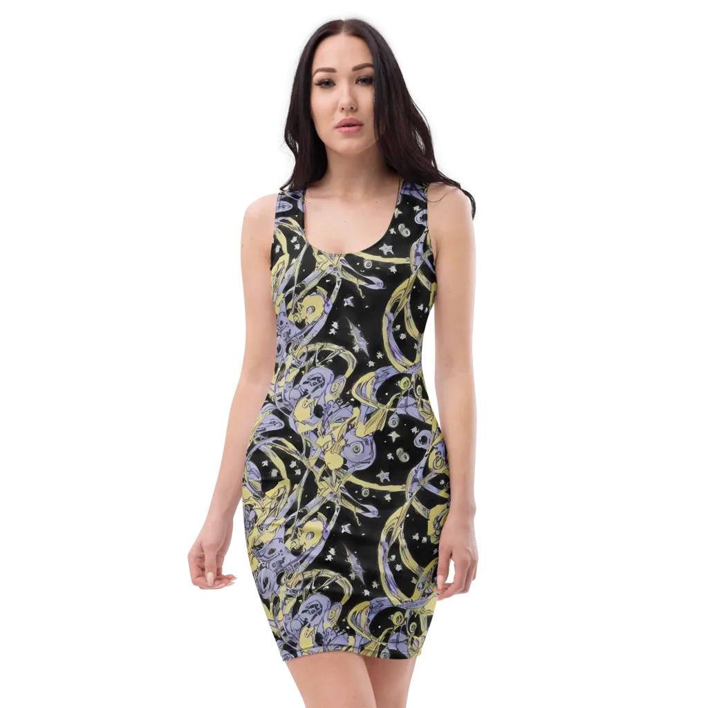 Lunar Mechanica on Bodycon Dress — Front