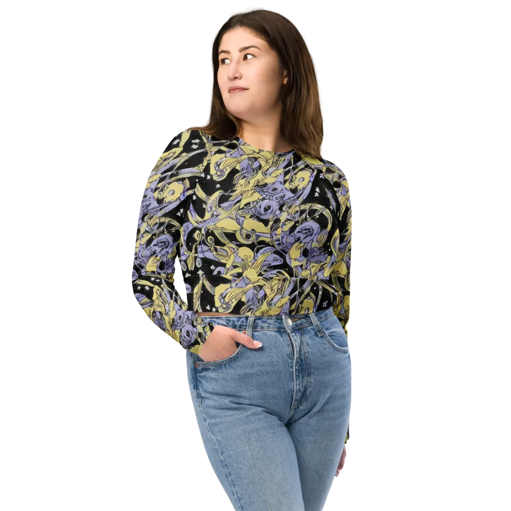 Lunar Mechanica on Long Sleeve Crop Top — Front