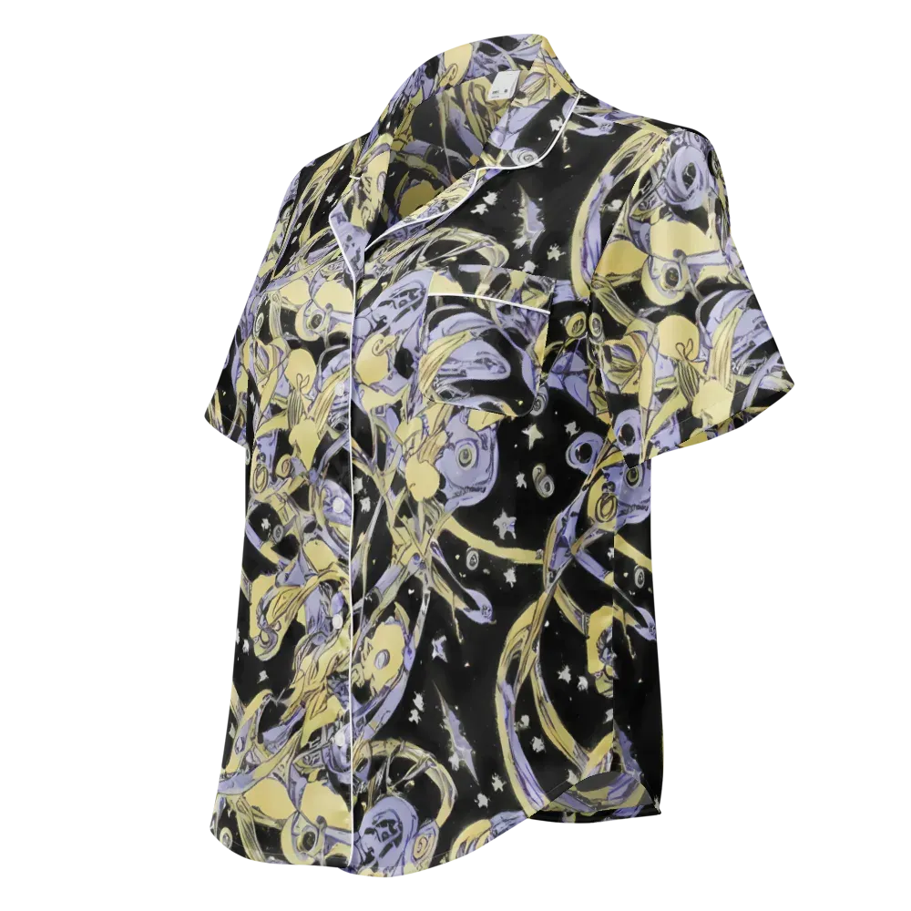 Lunar Mechanica on Women's Short Sleeve Pajama Top — Left Front