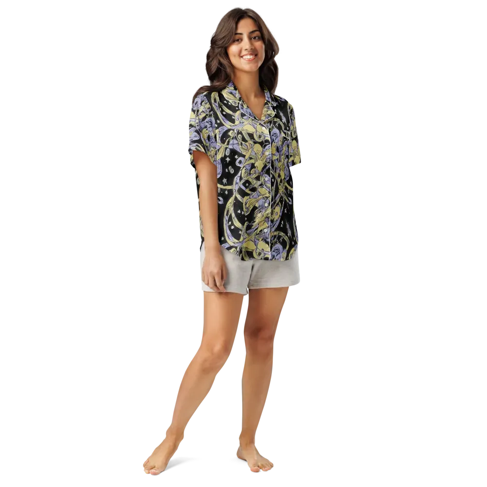 Lunar Mechanica on Women's Short Sleeve Pajama Top — Front