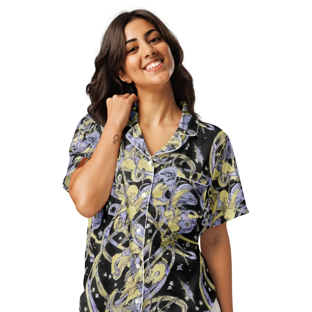 Lunar Mechanica on Women's Short Sleeve Pajama Top — Front