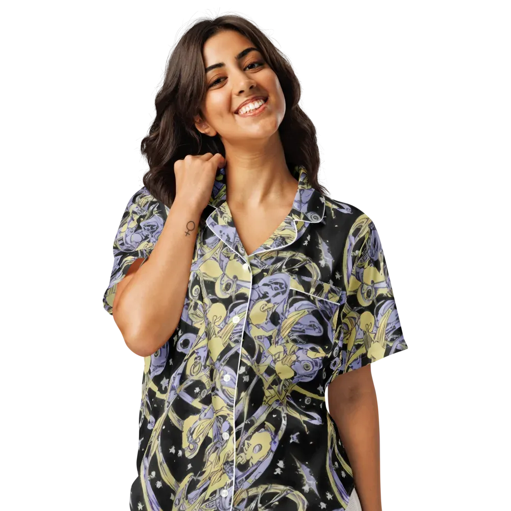 Lunar Mechanica on Women's Short Sleeve Pajama Top — Front