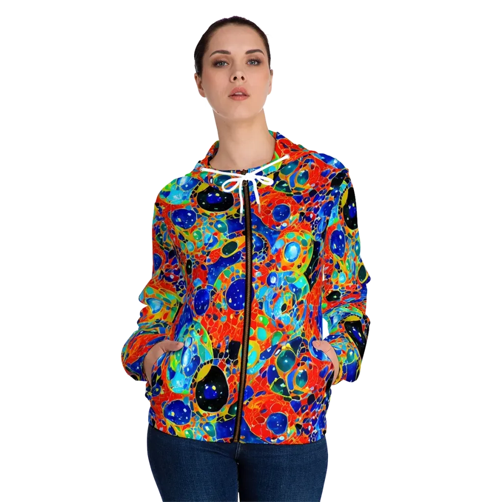 Galactic Glaze on Women's Full-Zip Hoodie — Front On Person