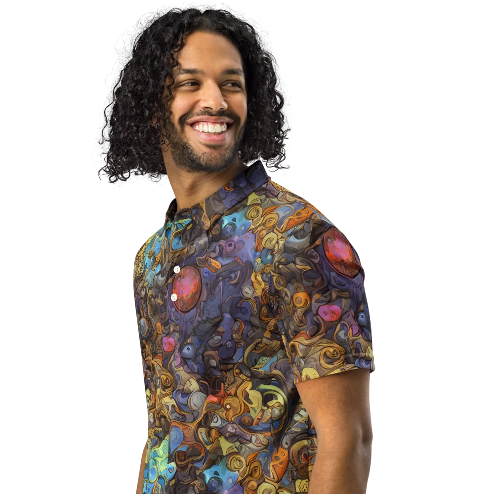 Electric Curio on Men's Slim Fit Polo Shirt — Left Front