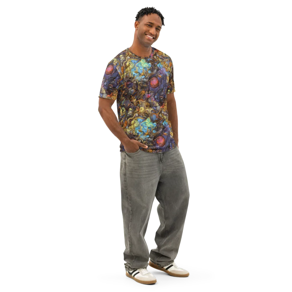 Electric Curio on Men's Cotton Crew Neck T-Shirt — Right Front