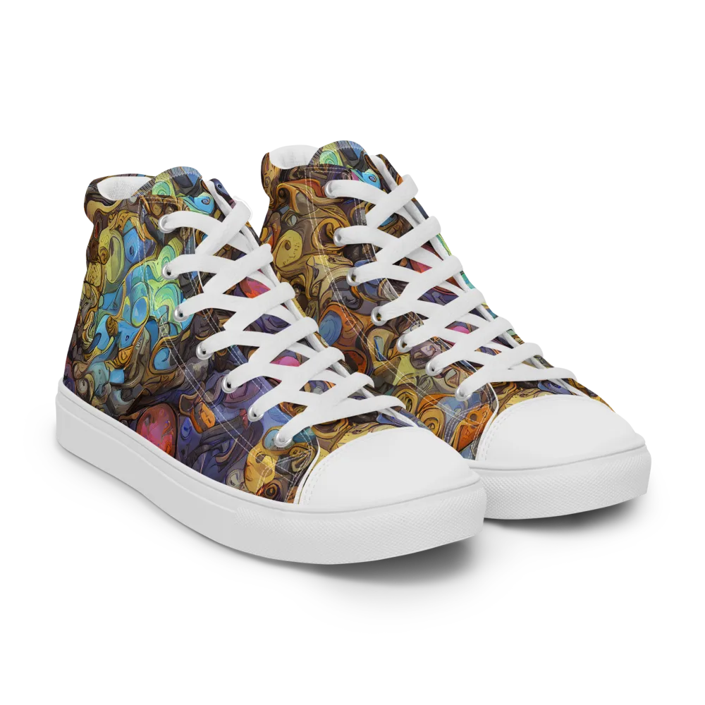 Electric Curio on Men's High Top Canvas Shoes — Right Front