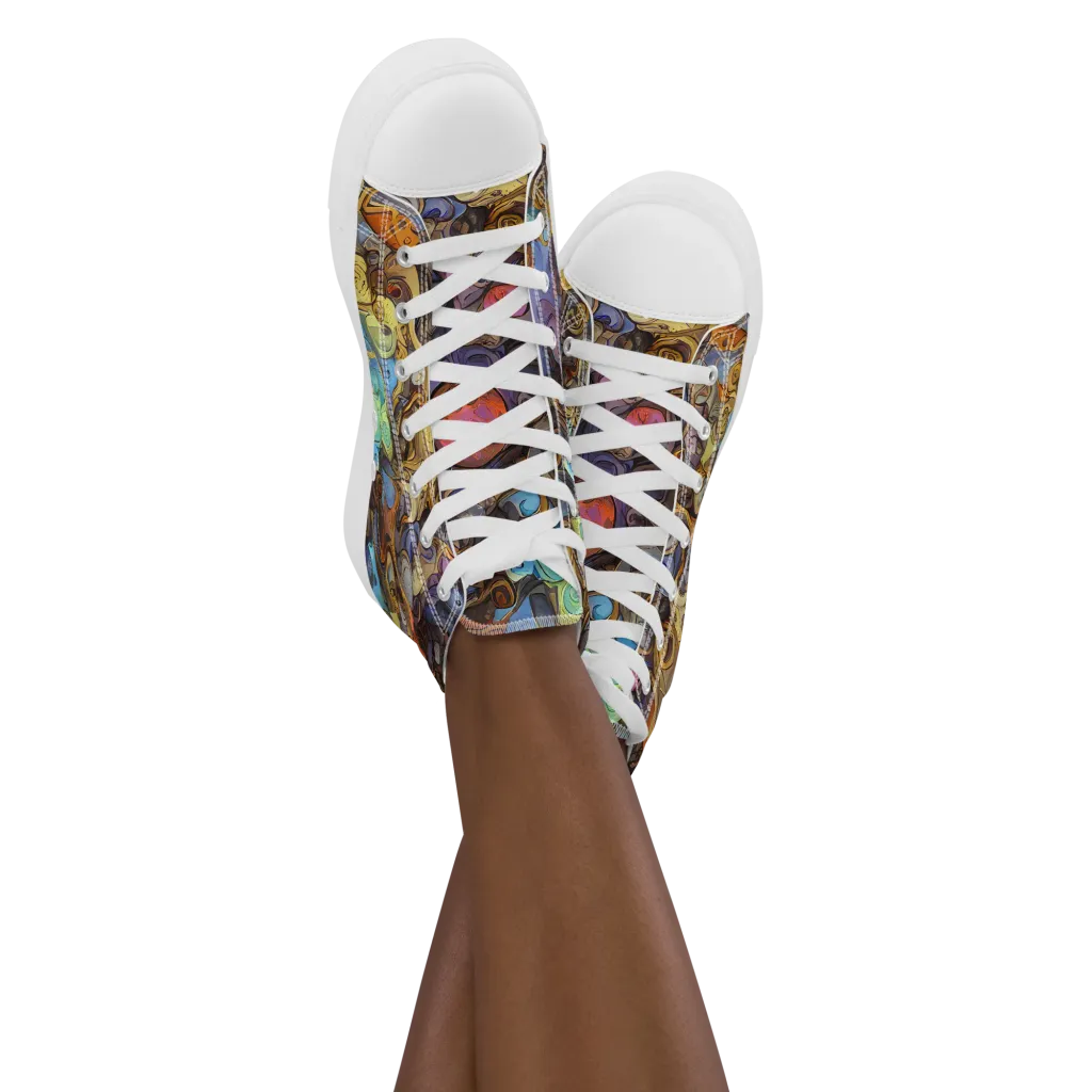 Electric Curio on Women's High Top Canvas Shoes — Front
