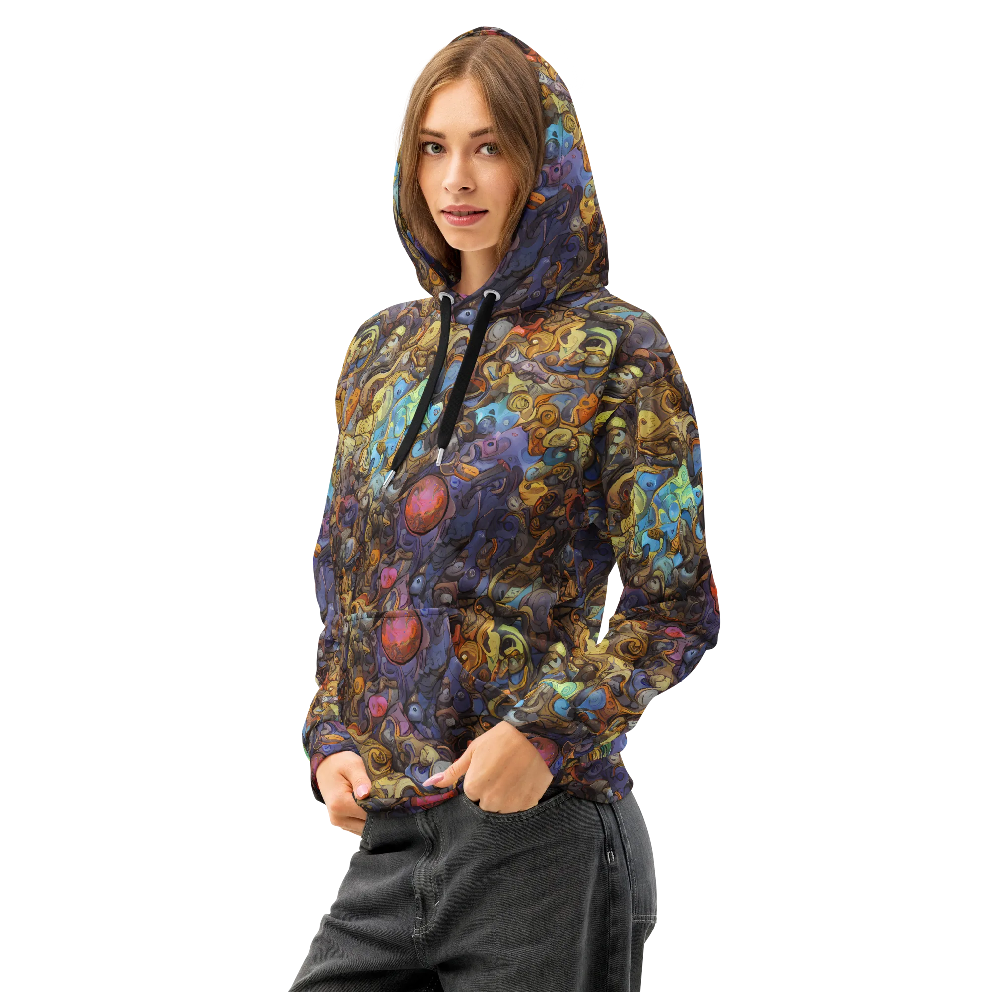 Electric Curio on Cotton Hoodie — Left Front