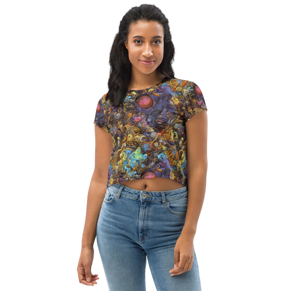 Electric Curio on Crop Tee — Front