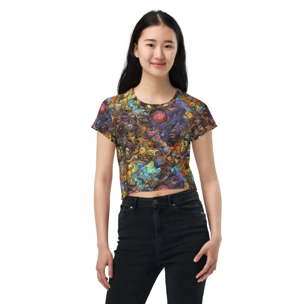 Electric Curio on Crop Tee — Front
