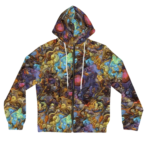 Electric Curio on a Women's Full-Zip Hoodie