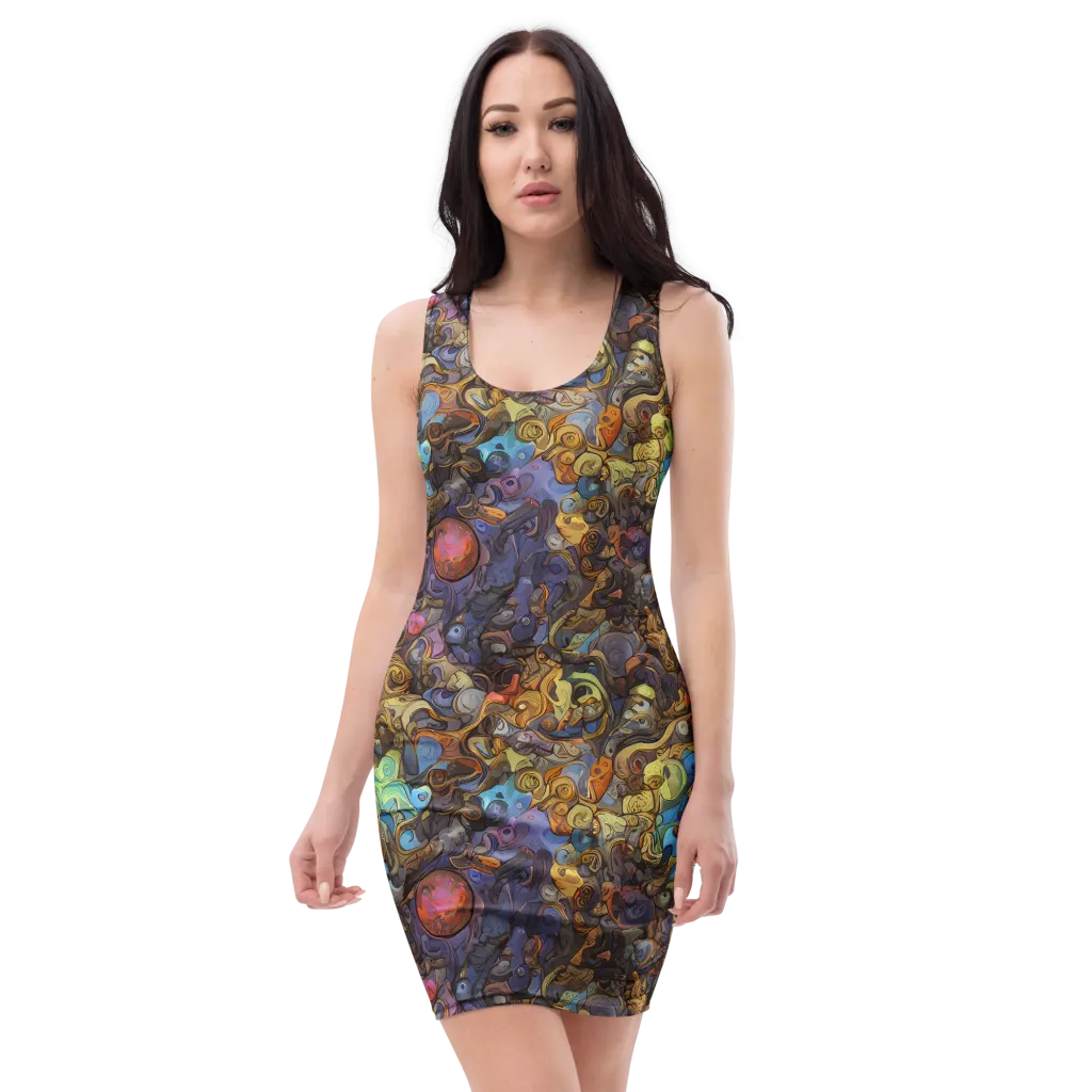 Electric Curio on Bodycon Dress — Front