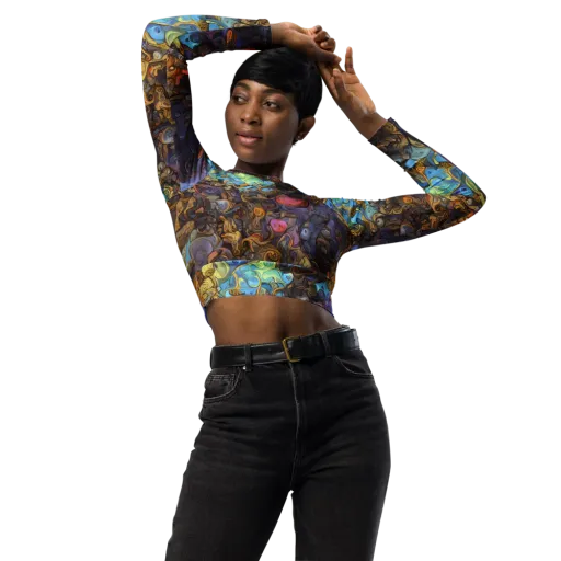 Electric Curio on a Long Sleeve Crop Top