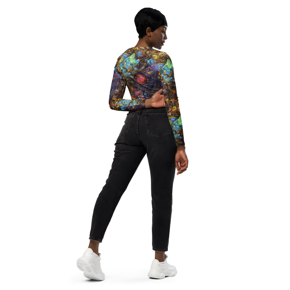 Electric Curio on Long Sleeve Crop Top — Right Back