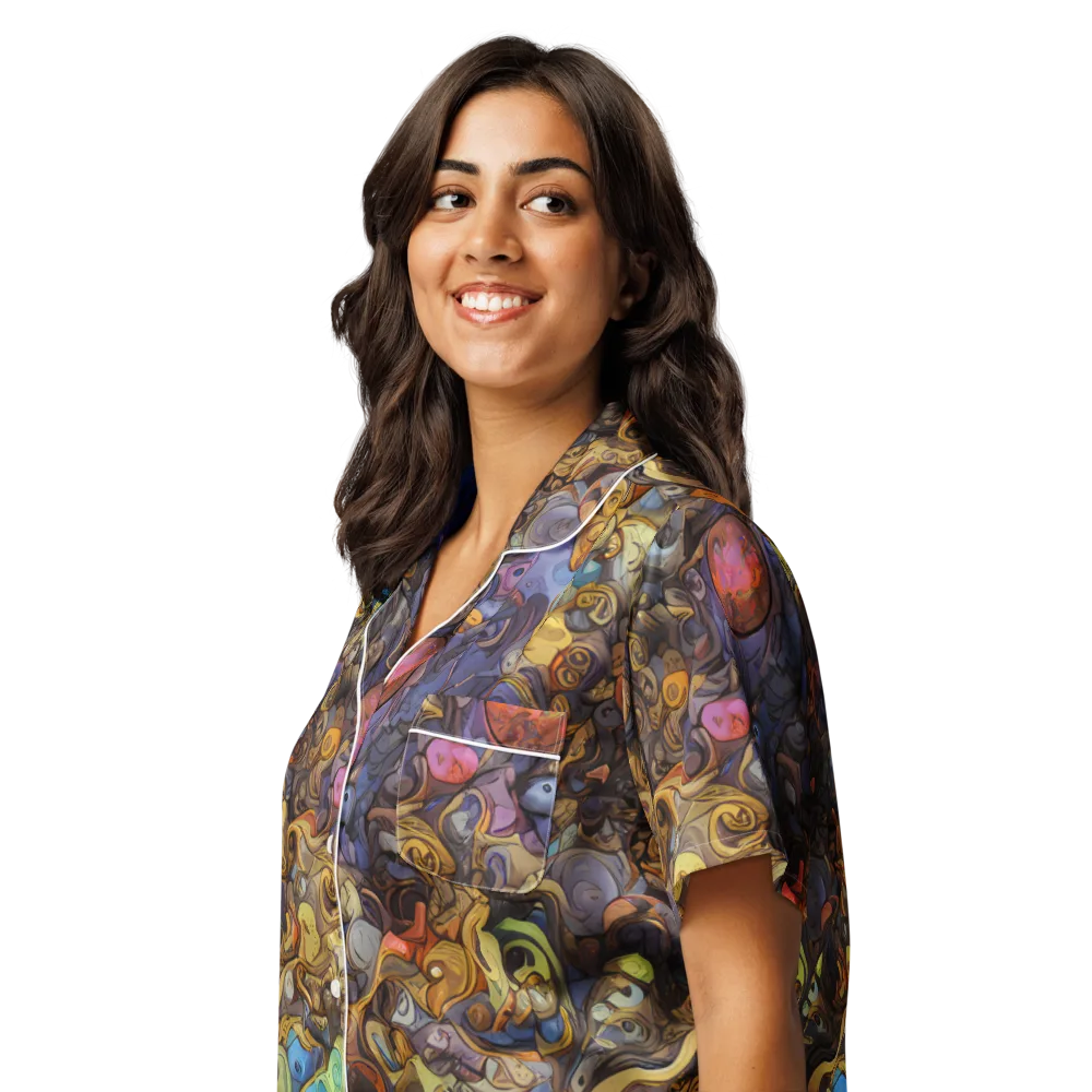 Electric Curio on Women's Short Sleeve Pajama Top — Left Front