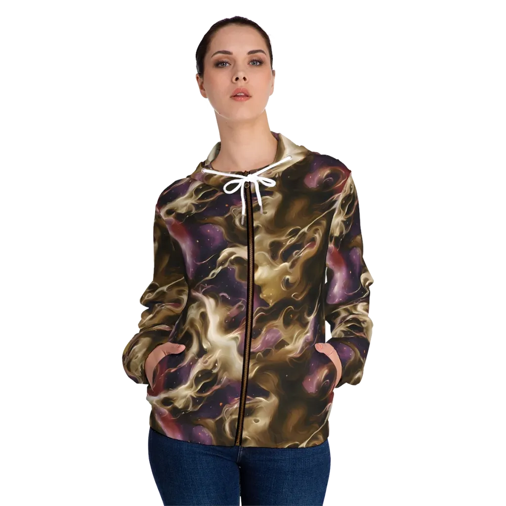 Astral Saffron on Women's Full-Zip Hoodie — Front On Person