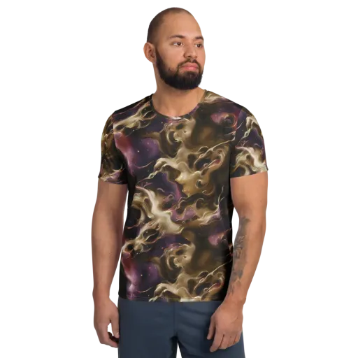 Astral Saffron on a Men's Athletic T-Shirt