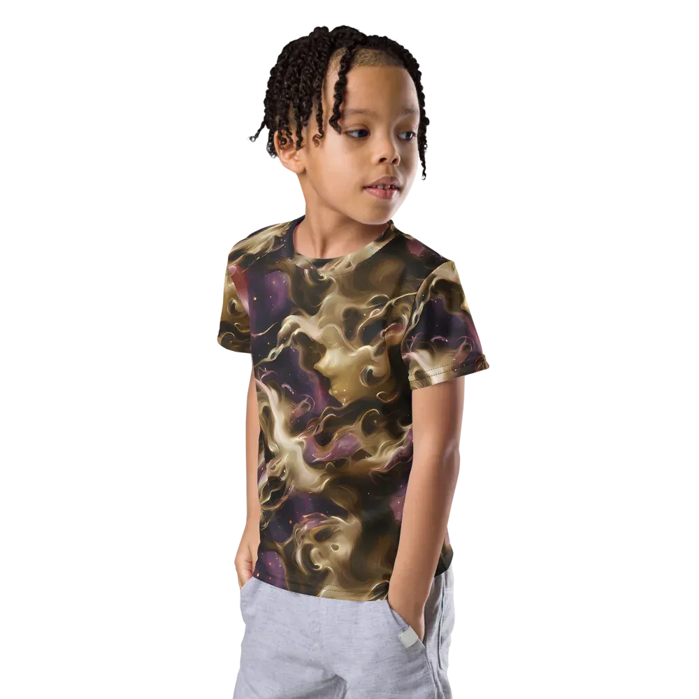Astral Saffron on Kids Crew Neck T-Shirt — Left Front