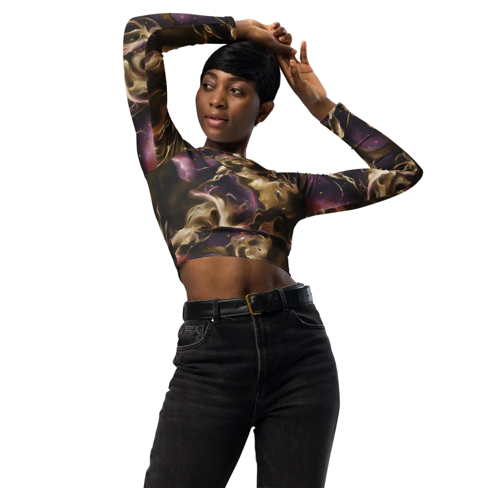 Astral Saffron on Long Sleeve Crop Top — Front