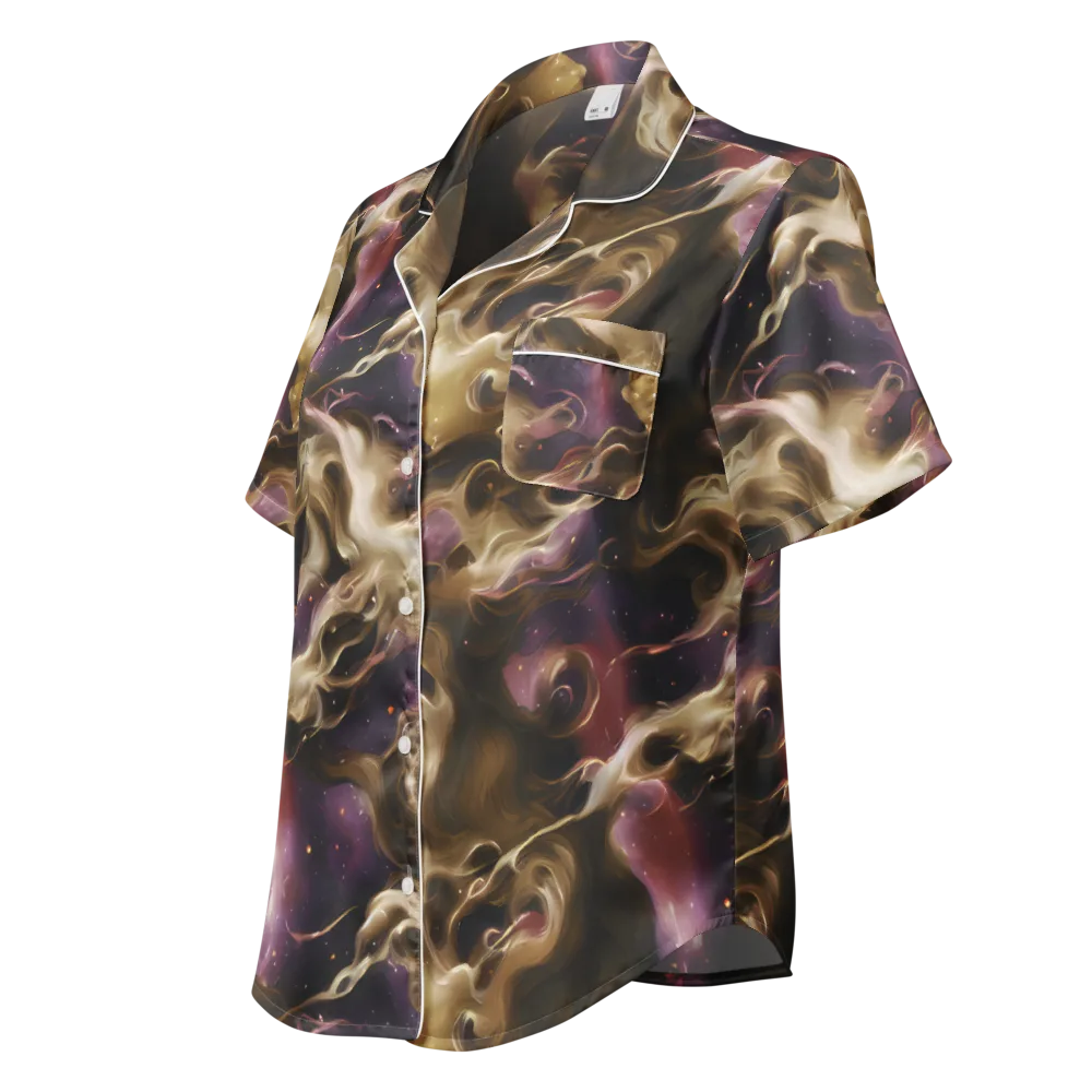 Astral Saffron on Women's Short Sleeve Pajama Top — Left Front