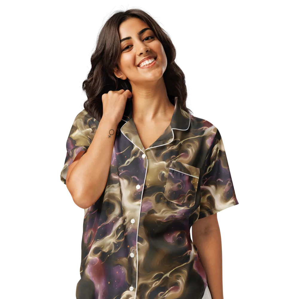 Astral Saffron on Women's Short Sleeve Pajama Top — Front