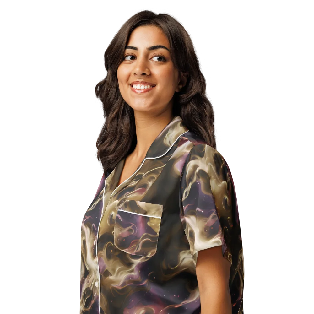 Astral Saffron on Women's Short Sleeve Pajama Top — Left Front