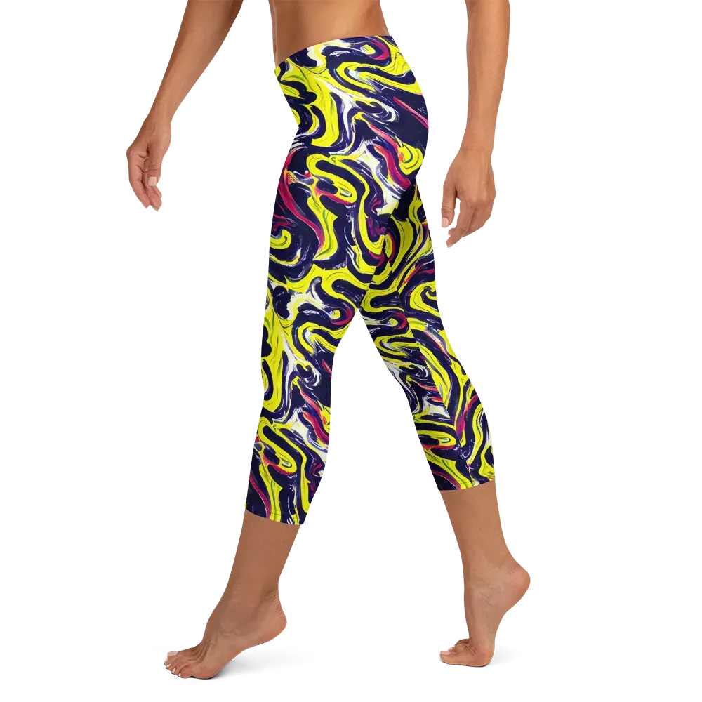 Citrus Thunder on Capri Leggings — Left