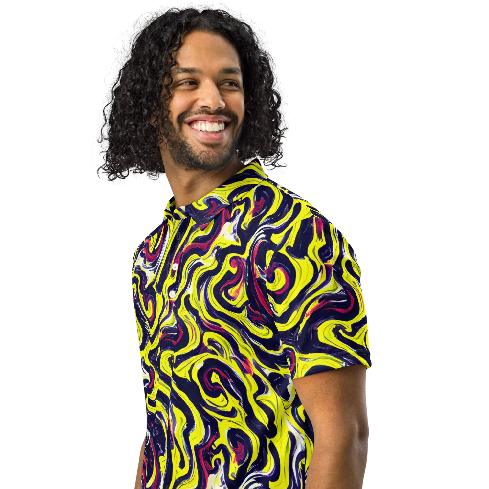 Citrus Thunder on Men's Slim Fit Polo Shirt — Left Front