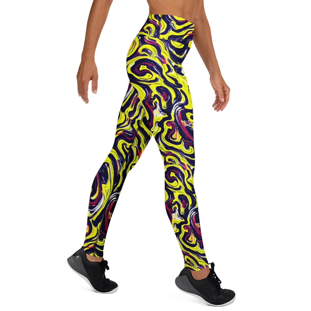 Citrus Thunder on Yoga Leggings — Right