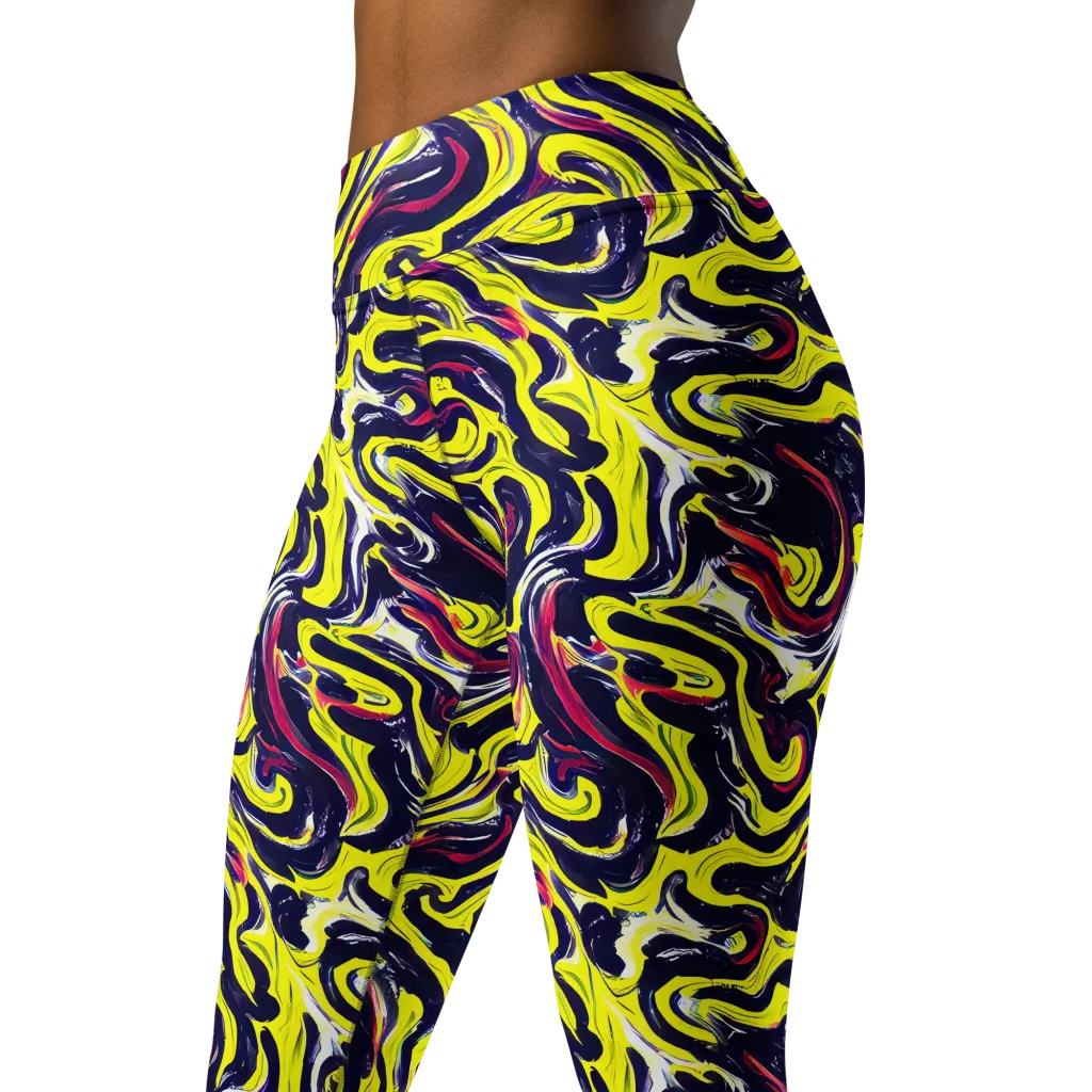 Citrus Thunder on Yoga Leggings — Left Front