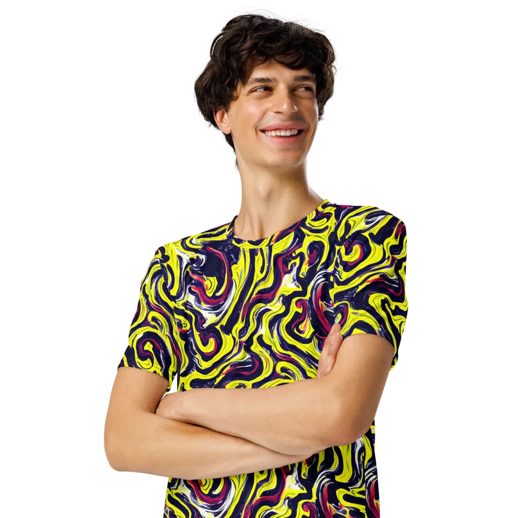Citrus Thunder on Men's Crew Neck T-Shirt — Left Front