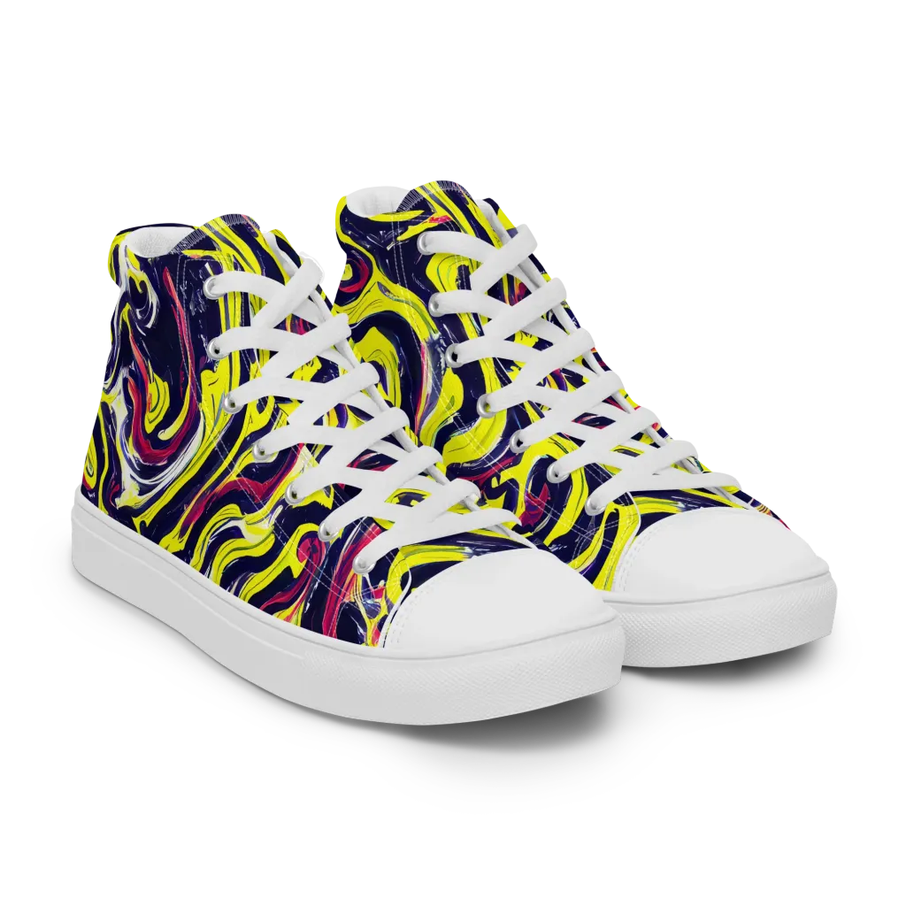 Citrus Thunder on Men's High Top Canvas Shoes — Right Front