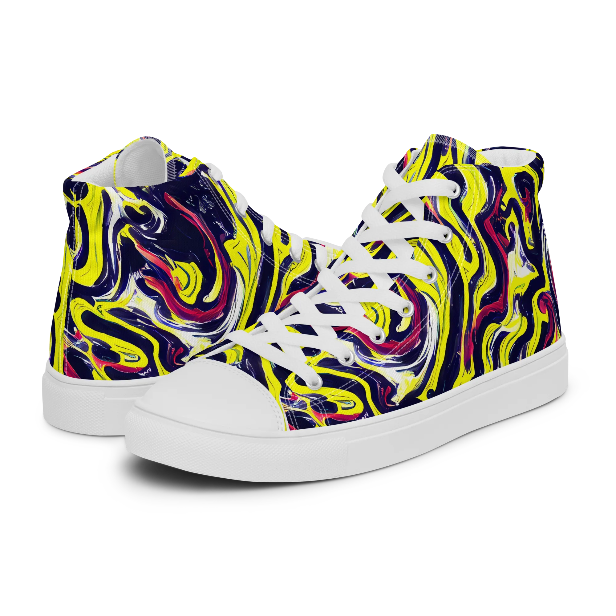 Citrus Thunder on Men's High Top Canvas Shoes — Left