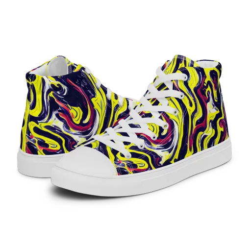 Citrus Thunder on a Men's High Top Canvas Shoes