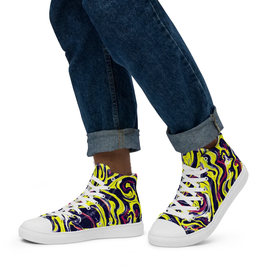 Citrus Thunder on Men's High Top Canvas Shoes — Left