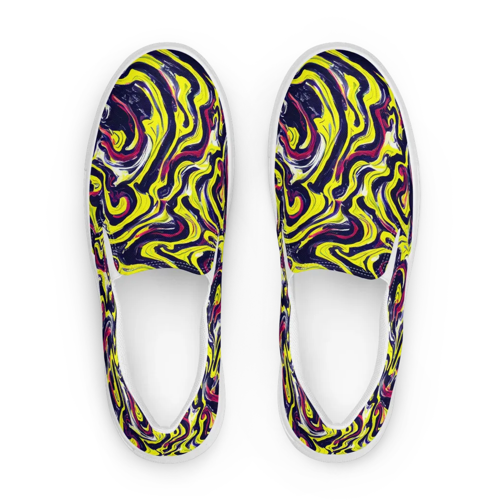 Citrus Thunder on Men's Slip-On Canvas Shoes — Front