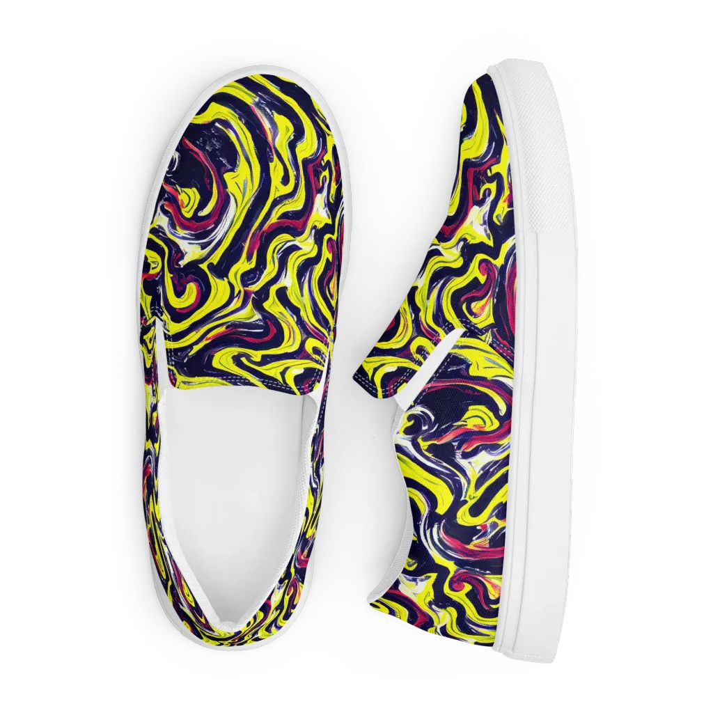 Citrus Thunder on Men's Slip-On Canvas Shoes — Front