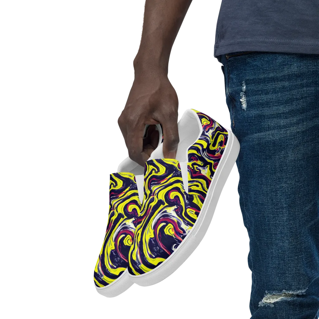 Citrus Thunder on Men's Slip-On Canvas Shoes — Left Front