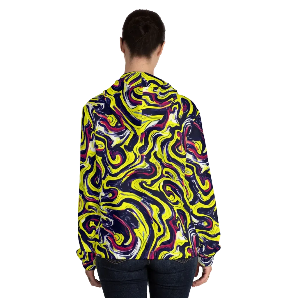 Citrus Thunder on Women's Full-Zip Hoodie — Back On Person