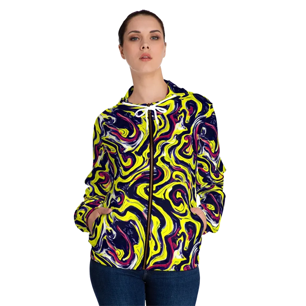 Citrus Thunder on Women's Full-Zip Hoodie — Front On Person