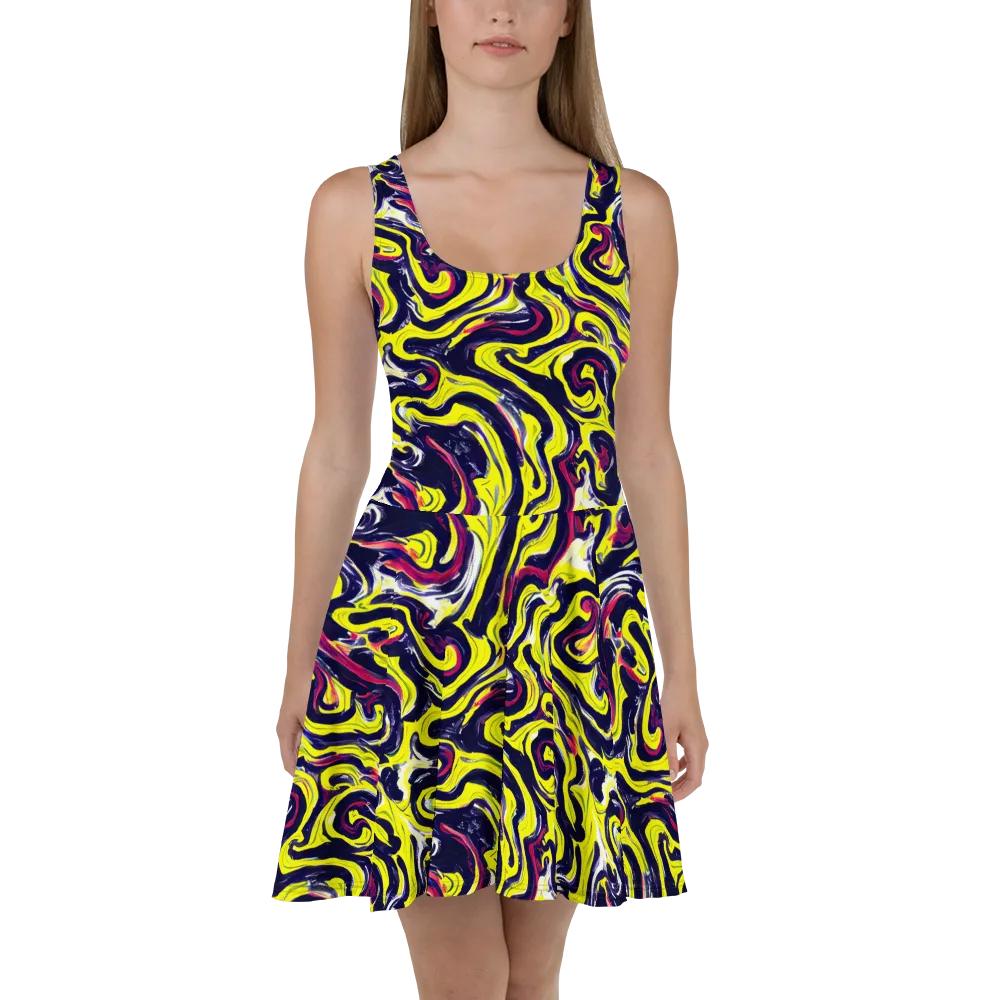 Citrus Thunder on Skater Dress — Front
