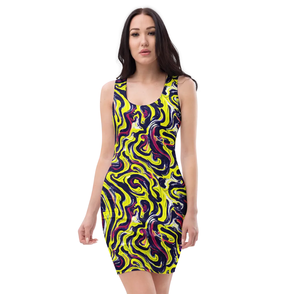 Citrus Thunder on Bodycon Dress — Front