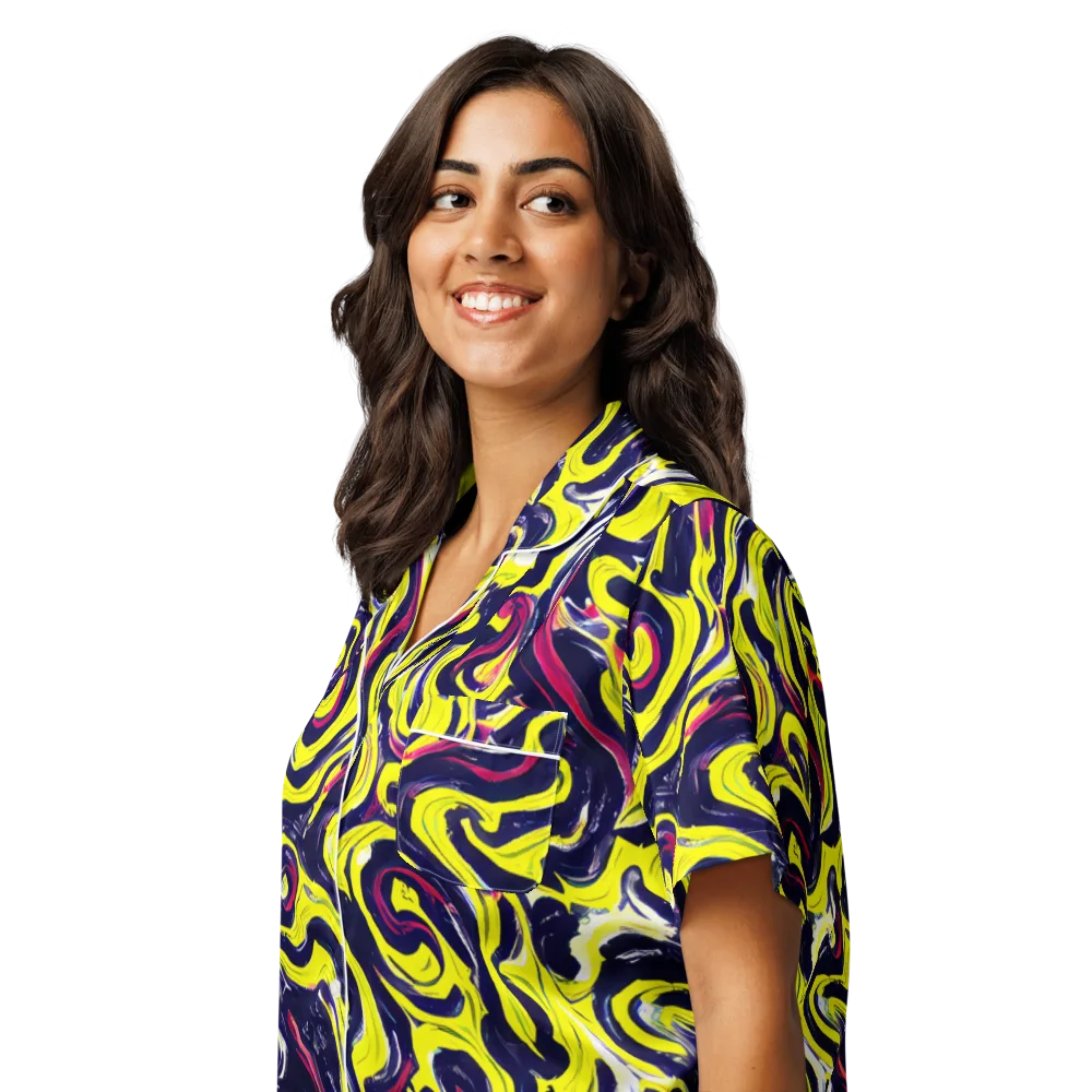 Citrus Thunder on Women's Short Sleeve Pajama Top — Left Front