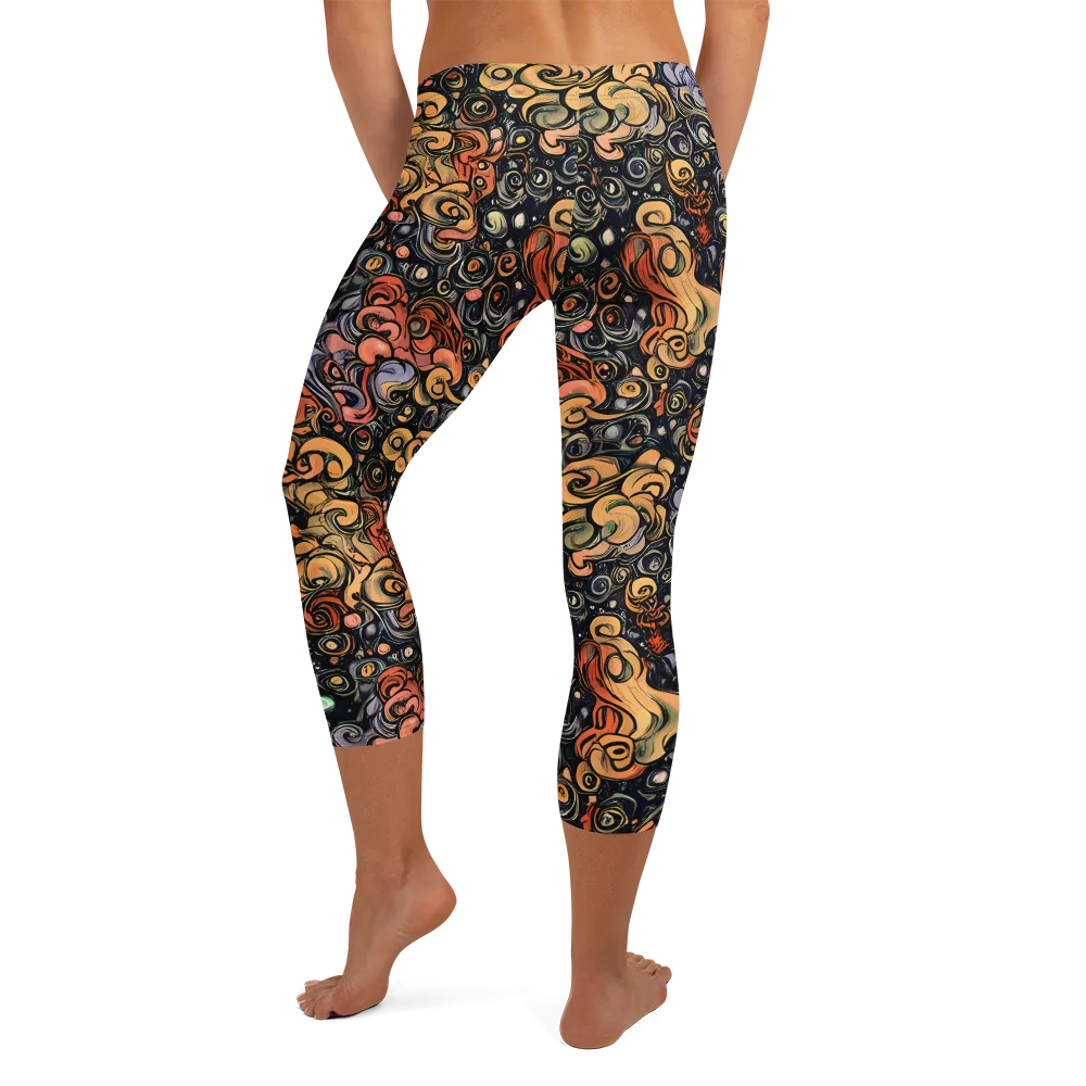 Psychedelic Brocade on Capri Leggings — Back