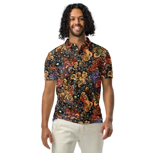 Psychedelic Brocade on a Men's Slim Fit Polo Shirt
