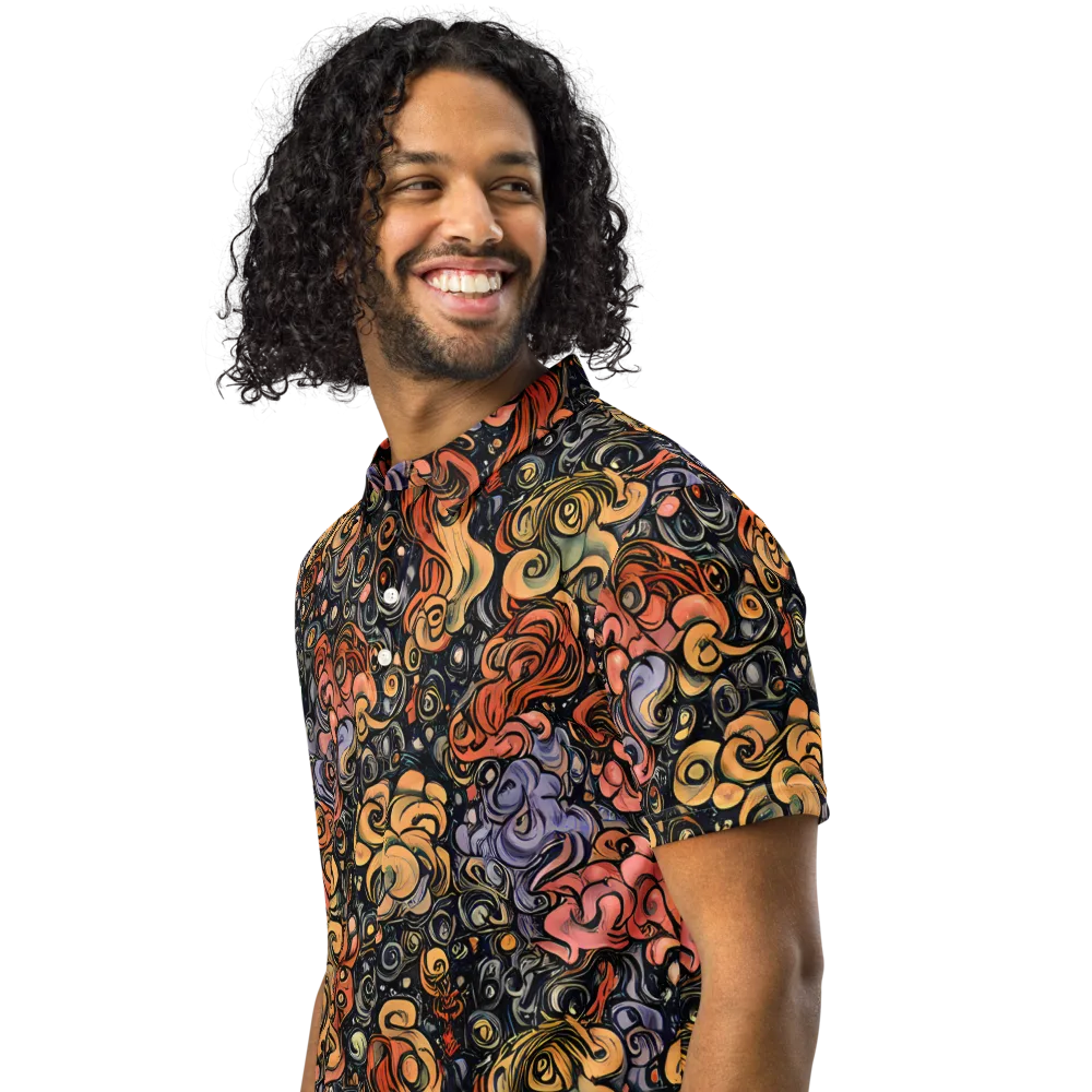 Psychedelic Brocade on Men's Slim Fit Polo Shirt — Left Front