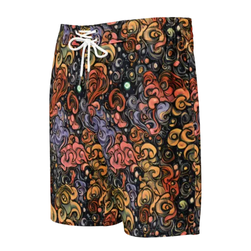 Psychedelic Brocade on a Men's Board Shorts