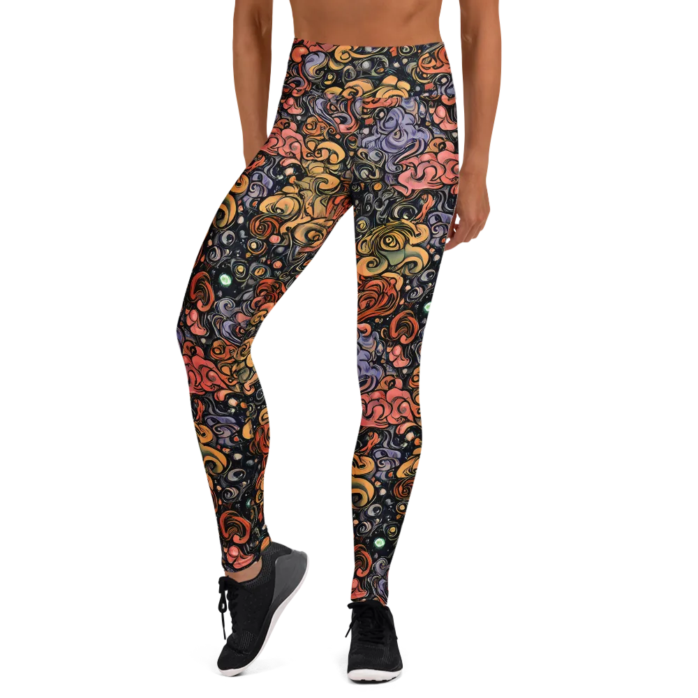 Psychedelic Brocade on Yoga Leggings — Front