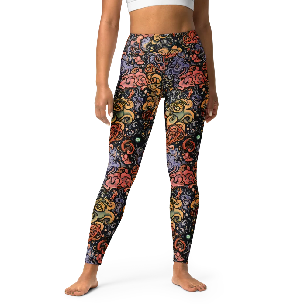 Psychedelic Brocade on Yoga Leggings — Front